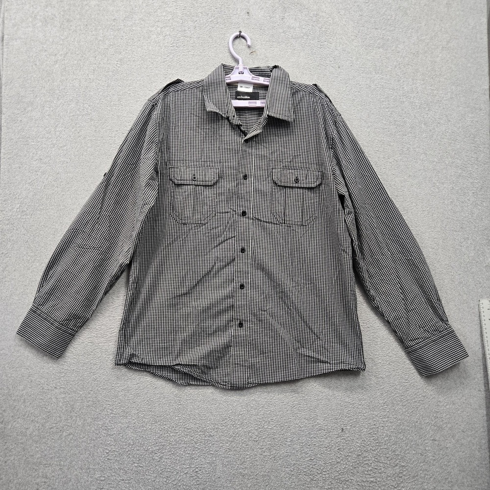 Anchorblue‎ Men Button Up Shirt XL Black Check Casual Shirt Long Sleeve